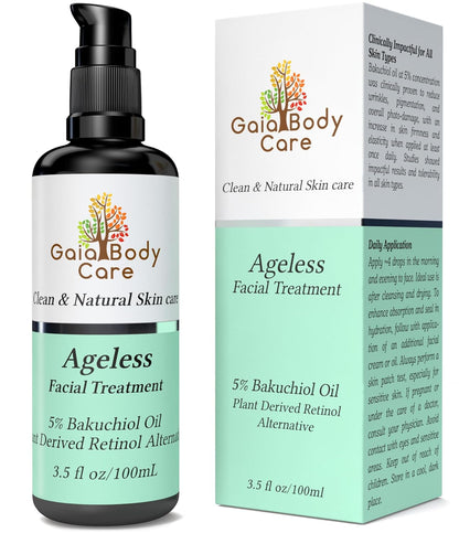 Gaia Body Care 5% Bakuchiol Oil Organic - anti Aging, anti Wrinkle, Reduces Fine Lines, Smooths Skin, Hydrates - Botanical Vegan - Natural Retinol Alternative Facial Oil (1Oz, Rose)