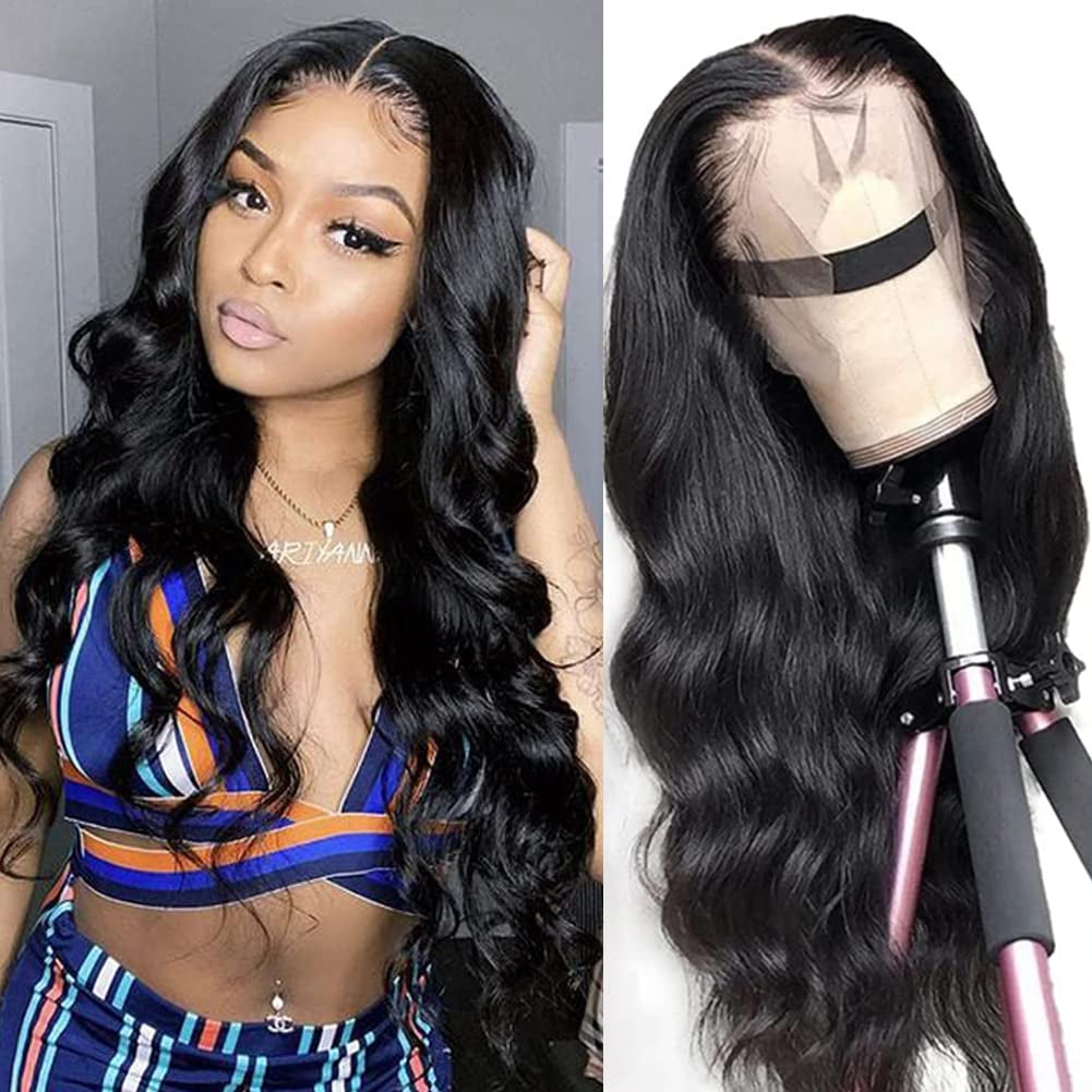 Highlight Ombre 13X4 HD Lace Front Wig Human Hair Pre Plucked Transparent 4/27 Honey Blonde Lace Frontal Wigs with Baby Hair 150 Density Colored Body Wave Lace Front Wig Human Hair 24 Inch