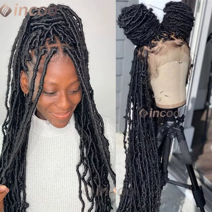 Long 40" Dreadlocks Braided Wigs Synthetic Full Lace Front Wigs Butterfly Locs Box Braids Wig for Black Women Twist Braided Wig