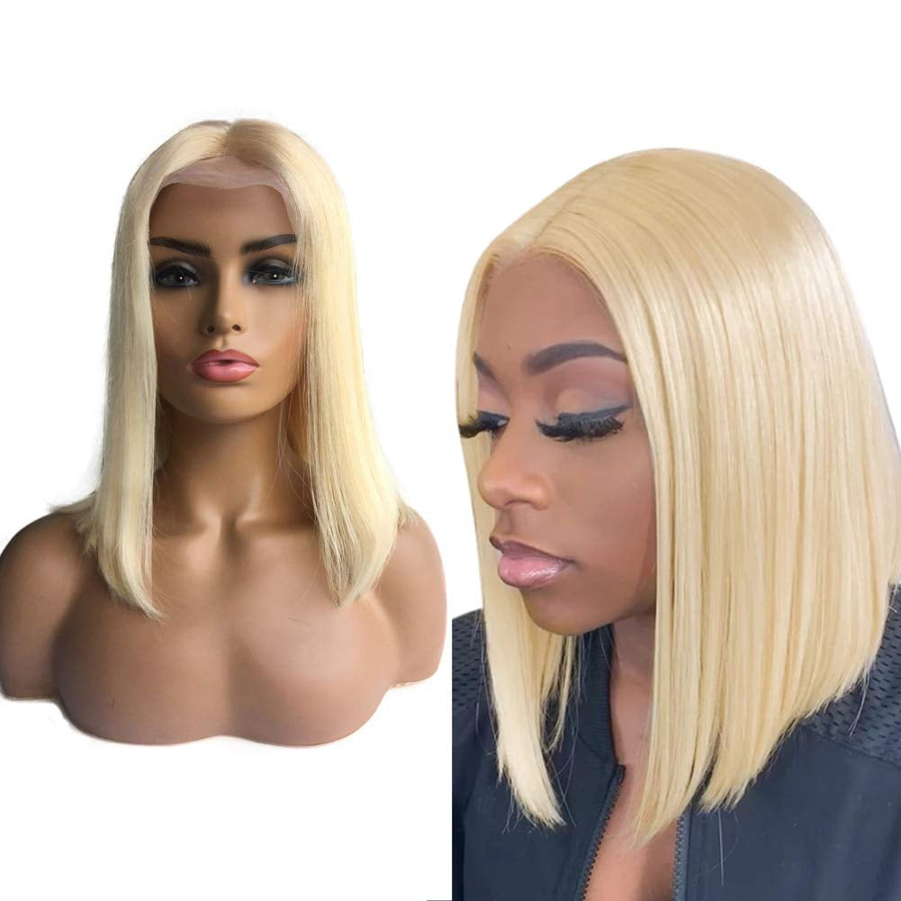 Ombre Bob Wig Human Hair 180% Density 13X4 Lace Front Wigs Pre-Plucked Highlights Wigs for Women 8 Inch