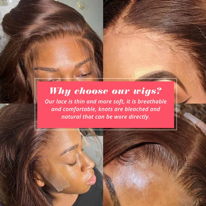 13X4 Lace Front Wig Bob Human Hair Brown Straight 180% Full Density HD Transparent Lace Frontal Wigs Bob Hair Lace Front Wig