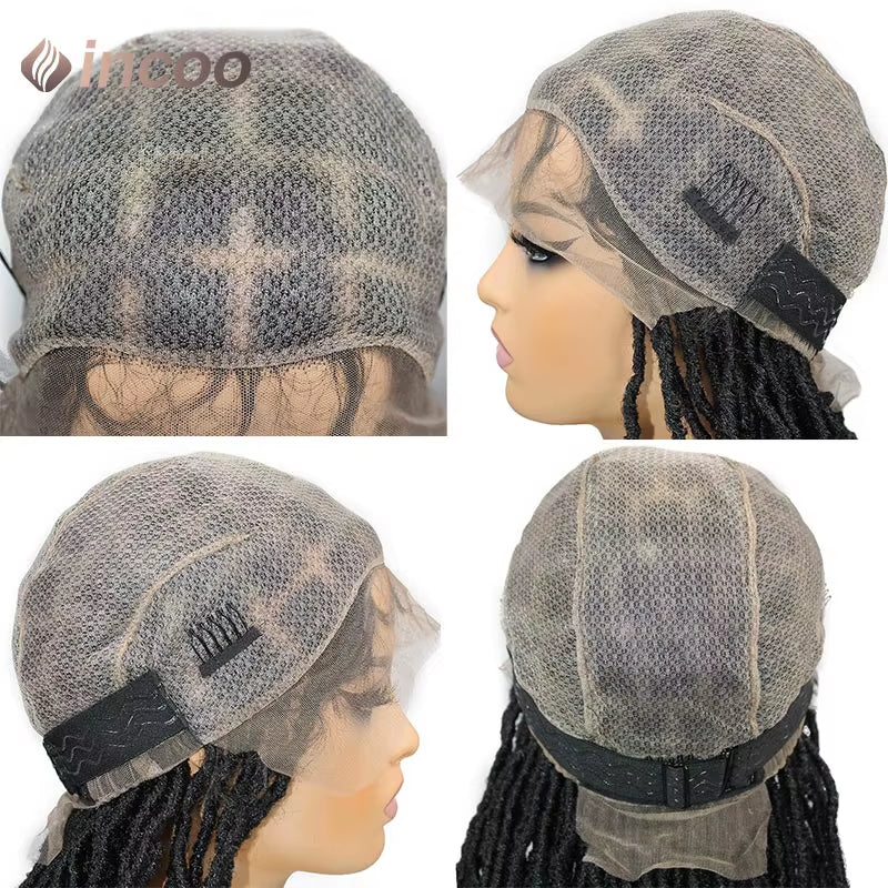 Long 40" Dreadlocks Braided Wigs Synthetic Full Lace Front Wigs Butterfly Locs Box Braids Wig for Black Women Twist Braided Wig