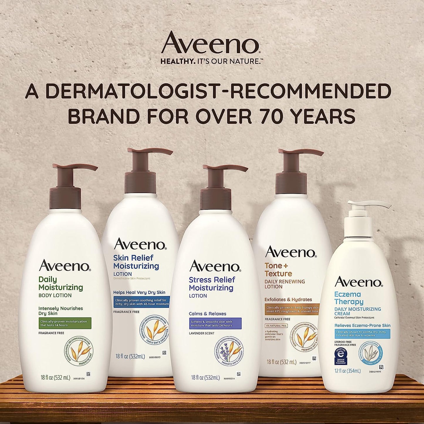 Aveeno Daily Moisturizing Body Lotion for Dry and Sensitive Skin with Prebiotic Oat - Fragrance and Paraben Free, Non-Greasy, Non-Comedogenic, 48-Hour Hydration, 18 Fl Oz