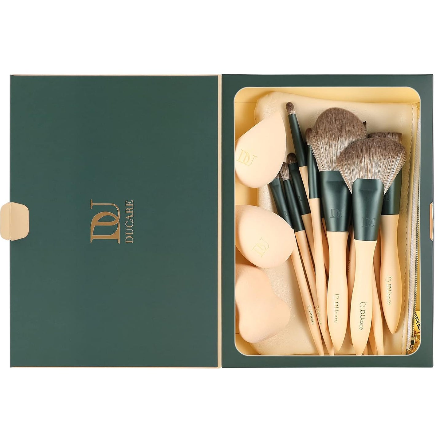 Makeup Brushes 14Pcs with 3Pcs Makeup Spong & Cosmetic Bag