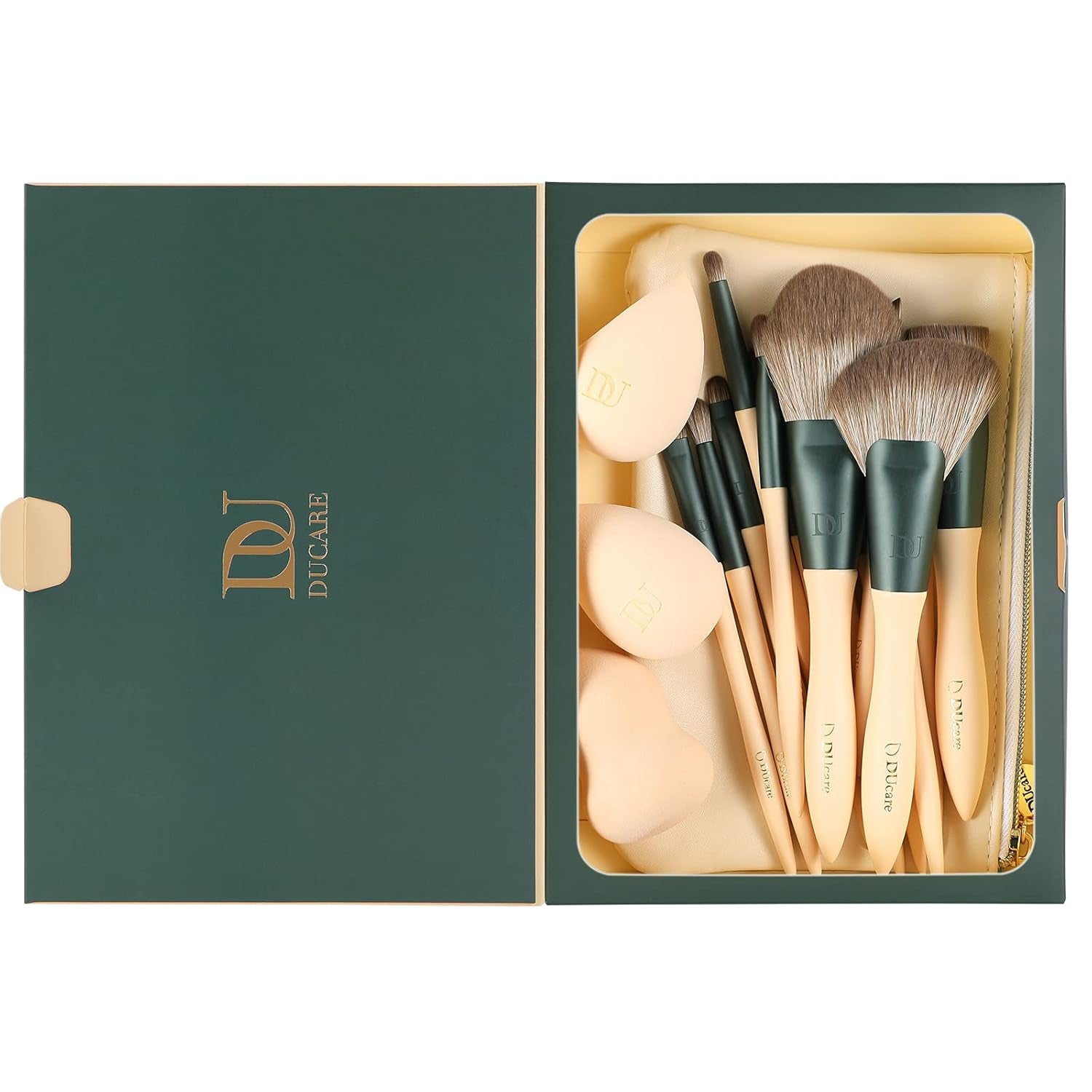 Makeup Brushes 14Pcs with 3Pcs Makeup Spong & Cosmetic Bag