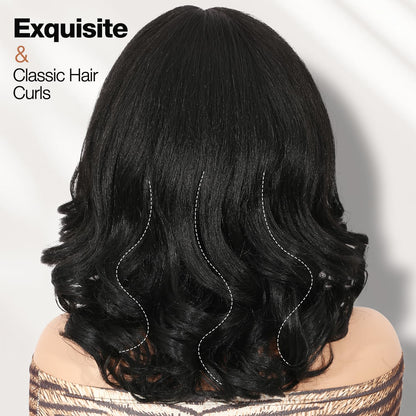 WIGER Yaki Texture Wavy Wig with Bangs