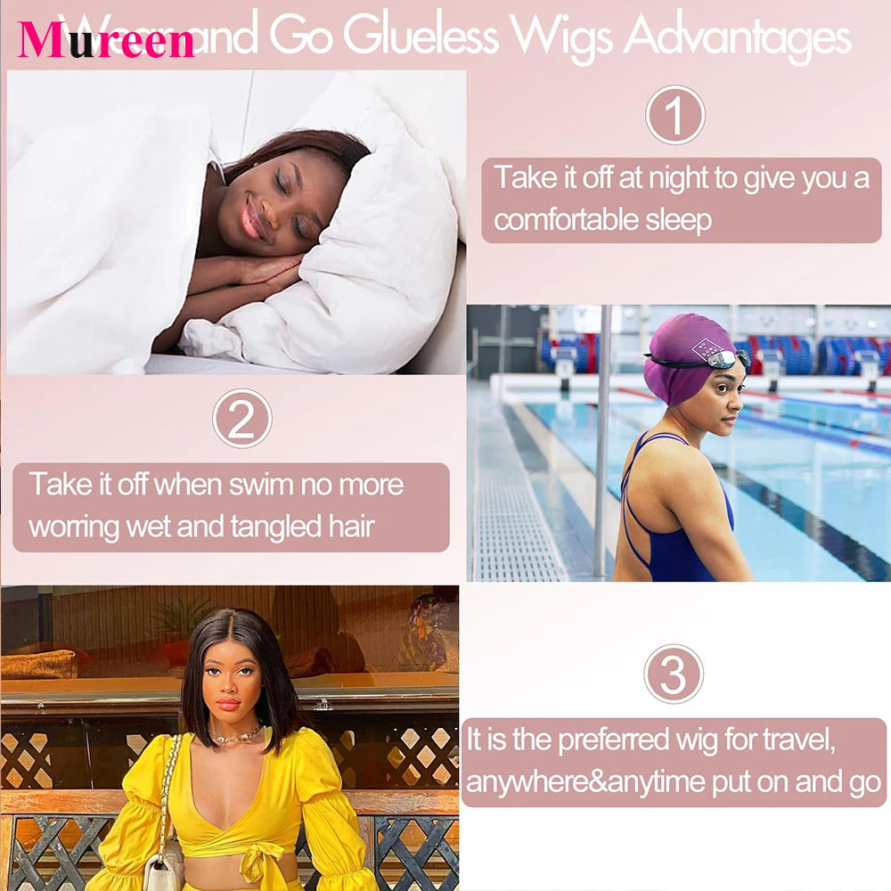 Straight Wear and Go Glueless Bob Wig 