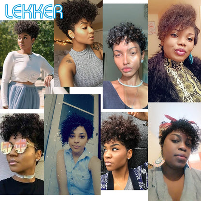 Short Pixie Cut Afro Kinky Curly Bob 100% Human Hair Wigs for Women Brazilian Remy Hair Full Machine Made Colored Wigs