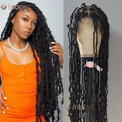 Long 40" Dreadlocks Braided Wigs Synthetic Full Lace Front Wigs Butterfly Locs Box Braids Wig for Black Women Twist Braided Wig