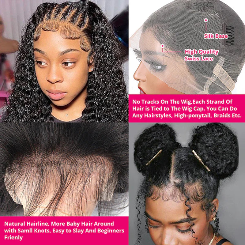 Deep Wave HD Full Lace Wigs Human Hair Transparent Lace Frontal Wigs Pre Plucked